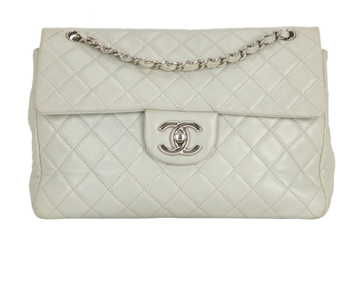 Maxi Classic Flap, &pound;2,200, Handbags, Grey, Caviar Leather, Front view